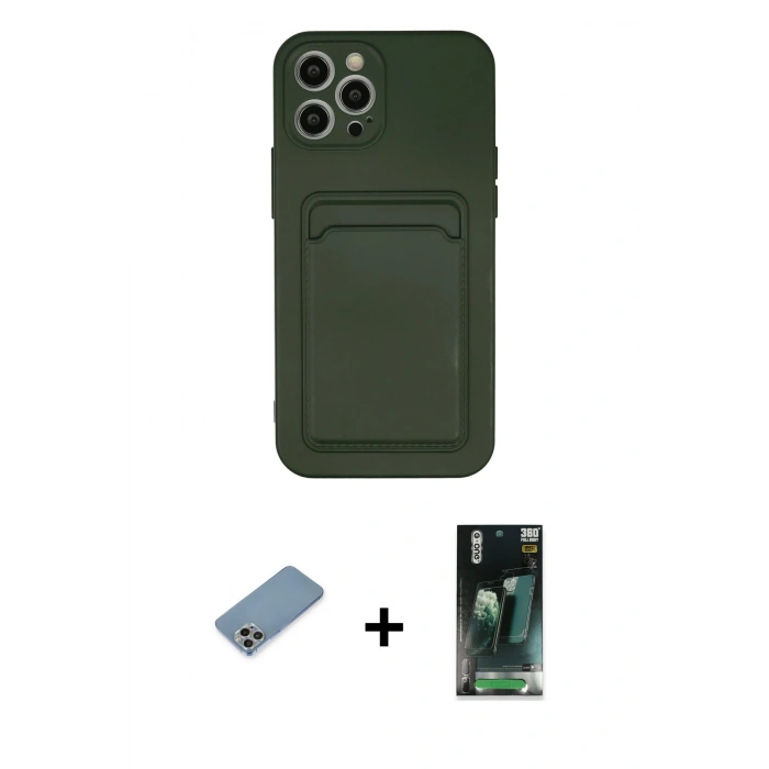 MARSİLYAN™- iPhone 12 Pro Max Kılıf Vadi Çizgi Prime - Şeffaf 360 Full Body Arka Koruyucu + Shine Kamera Lens Koruma Cam - GI