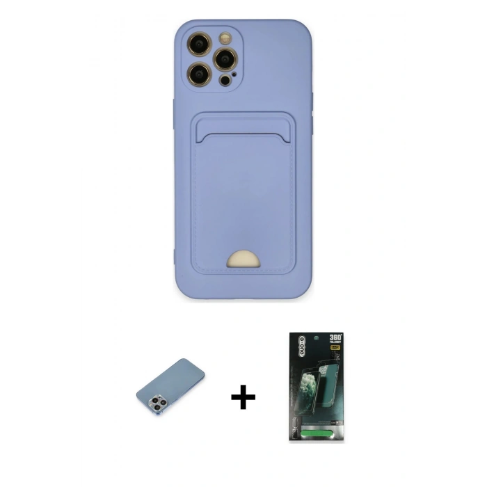 MARSİLYAN™- iPhone 12 Pro Max Kılıf Vadi Çizgi Prime - Şeffaf 360 Full Body Arka Koruyucu + Shine Kamera Lens Koruma Cam - GI