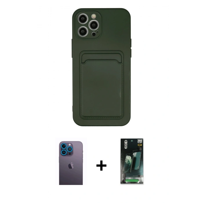 MARSİLYAN™- iPhone 12 Pro Max Kılıf Vadi Çizgi Prime - Şeffaf 360 Full Body Arka Koruyucu + Neon Fosforlu Kamera Lens - MI