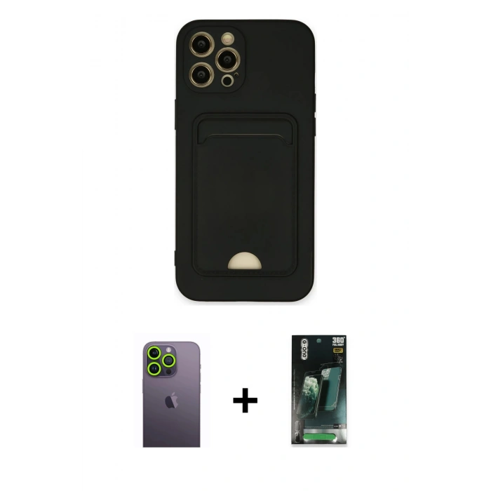 MARSİLYAN™- iPhone 12 Pro Max Kılıf Vadi Çizgi Prime - Şeffaf 360 Full Body Arka Koruyucu + Neon Fosforlu Kamera Lens - YL