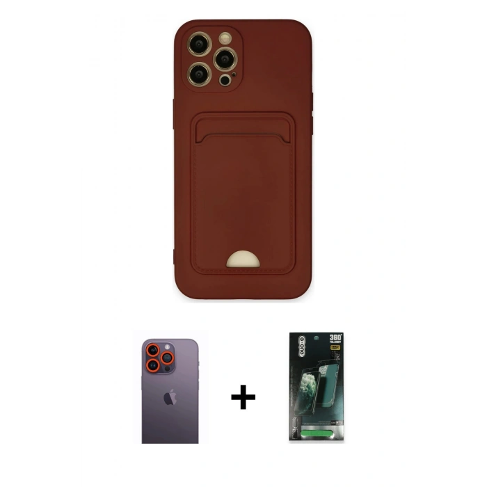 MARSİLYAN™- iPhone 12 Pro Max Kılıf Vadi Çizgi Prime - Şeffaf 360 Full Body Arka Koruyucu + Neon Fosforlu Kamera Lens - TU