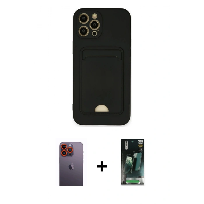 MARSİLYAN™- iPhone 12 Pro Max Kılıf Vadi Çizgi Prime - Şeffaf 360 Full Body Arka Koruyucu + Neon Fosforlu Kamera Lens - TU