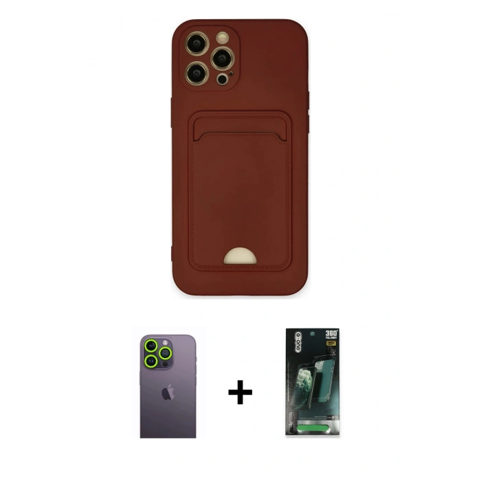MARSİLYAN™- iPhone 12 Pro Max Kılıf Vadi Çizgi Prime - Şeffaf 360 Full Body Arka Koruyucu + Neon Fosforlu Kamera Lens - YL