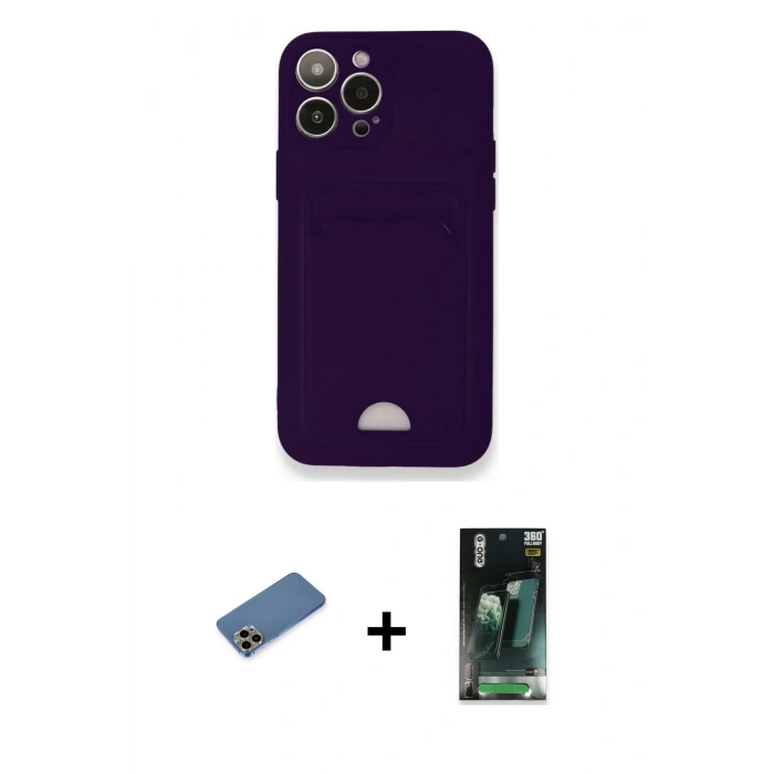 MARSİLYAN™- iPhone 12 Pro Max Kılıf Vadi Çizgi Prime - Şeffaf 360 Full Body Arka Koruyucu + Shine Kamera Lens Koruma Cam - GD