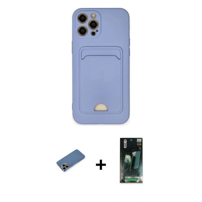 MARSİLYAN™- iPhone 12 Pro Max Kılıf Vadi Çizgi Prime - Şeffaf 360 Full Body Arka Koruyucu + Shine Kamera Lens Koruma Cam - GD
