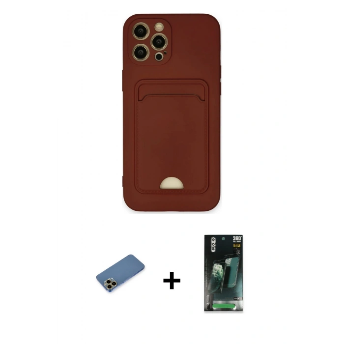 MARSİLYAN™- iPhone 12 Pro Max Kılıf Vadi Çizgi Prime - Şeffaf 360 Full Body Arka Koruyucu + Shine Kamera Lens Koruma Cam - GD
