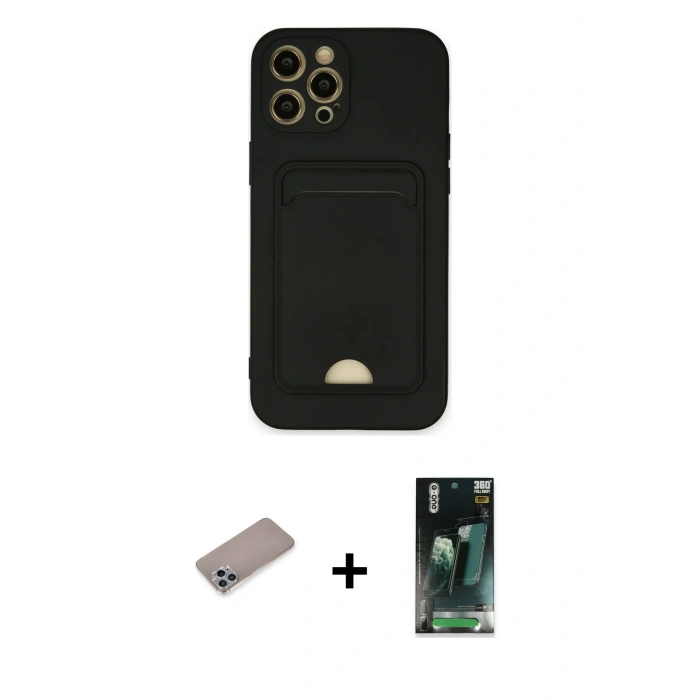 MARSİLYAN™- iPhone 12 Pro Max Kılıf Vadi Çizgi Prime - Şeffaf 360 Full Body Arka Koruyucu + Shine Kamera Lens Koruma Cam - SABE