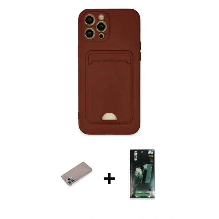 MARSİLYAN™- iPhone 12 Pro Max Kılıf Vadi Çizgi Prime - Şeffaf 360 Full Body Arka Koruyucu + Shine Kamera Lens Koruma Cam - SABE
