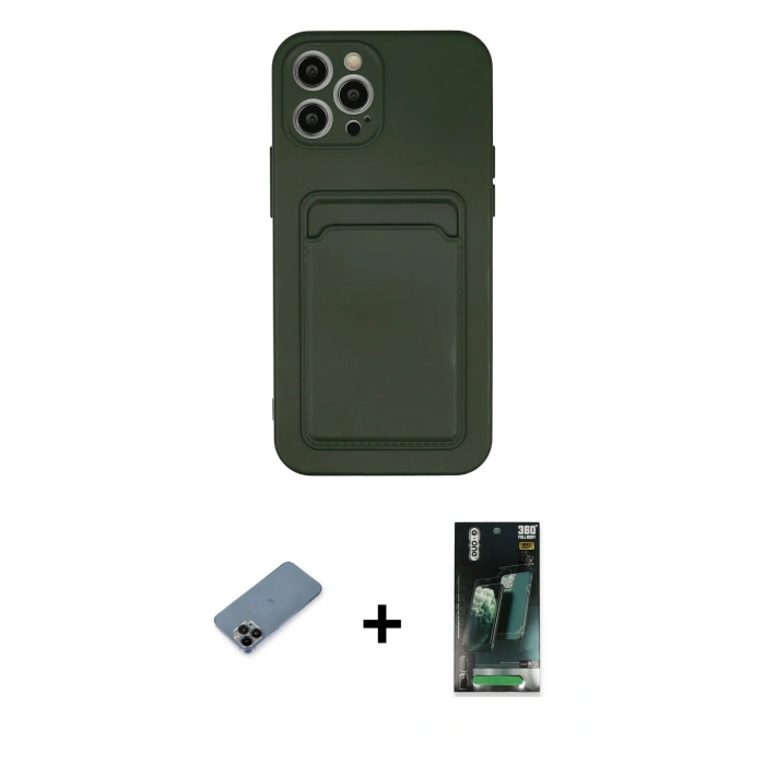 MARSİLYAN™- iPhone 12 Pro Max Kılıf Vadi Çizgi Prime - Şeffaf 360 Full Body Arka Koruyucu + Shine Kamera Lens Koruma Cam - SH