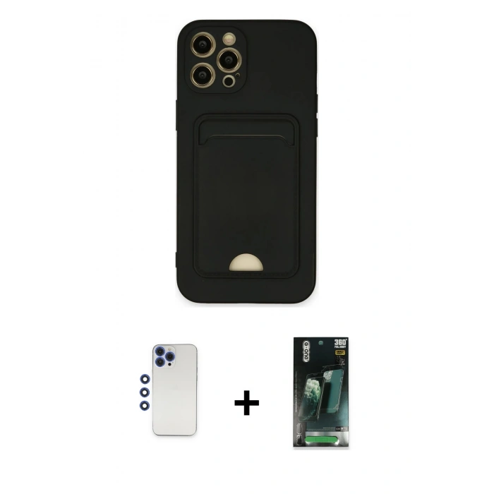 MARSİLYAN™- iPhone 12 Pro Max Kılıf Vadi Çizgi Prime - Şeffaf 360 Full Body Arka Koruyucu + Shine Kamera Lens - LT
