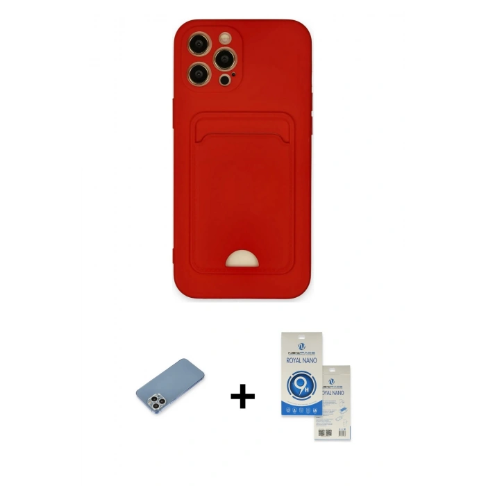 MARSİLYAN™- iPhone 12 Pro Max Kılıf Vadi Çizgi Prime - Şeffaf Royal Nano Ekran Koruyucu + Shine Kamera Lens Koruma Cam - GS