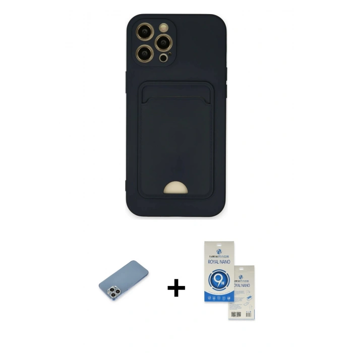 MARSİLYAN™- iPhone 12 Pro Max Kılıf Vadi Çizgi Prime - Şeffaf Royal Nano Ekran Koruyucu + Shine Kamera Lens Koruma Cam - GS