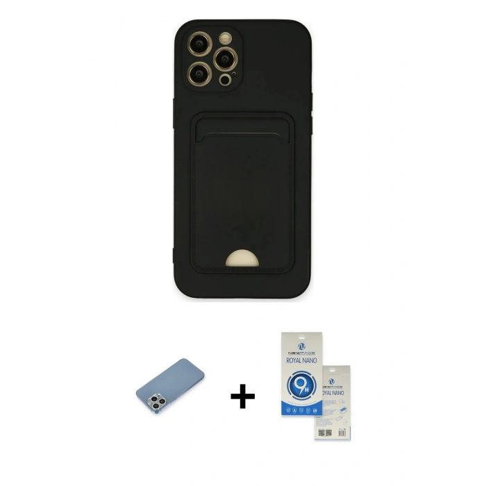 MARSİLYAN™- iPhone 12 Pro Max Kılıf Vadi Çizgi Prime - Şeffaf Royal Nano Ekran Koruyucu + Shine Kamera Lens Koruma Cam - GS