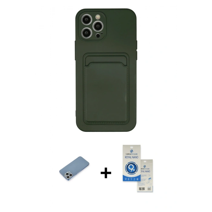 MARSİLYAN™- iPhone 12 Pro Max Kılıf Vadi Çizgi Prime - Şeffaf Royal Nano Ekran Koruyucu + Shine Kamera Lens Koruma Cam - GS