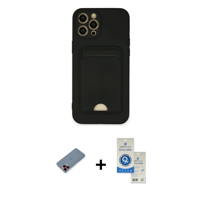 MARSİLYAN™- iPhone 12 Pro Max Kılıf Vadi Çizgi Prime - Şeffaf Royal Nano Ekran Koruyucu + Metal Kamera Lens Koruma Cam - KI