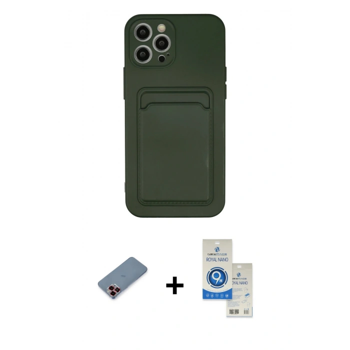 MARSİLYAN™- iPhone 12 Pro Max Kılıf Vadi Çizgi Prime - Şeffaf Royal Nano Ekran Koruyucu + Metal Kamera Lens Koruma Cam - KI