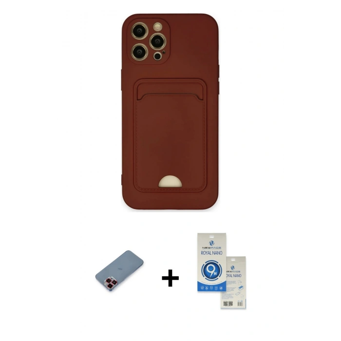 MARSİLYAN™- iPhone 12 Pro Max Kılıf Vadi Çizgi Prime - Şeffaf Royal Nano Ekran Koruyucu + Metal Kamera Lens Koruma Cam - KI