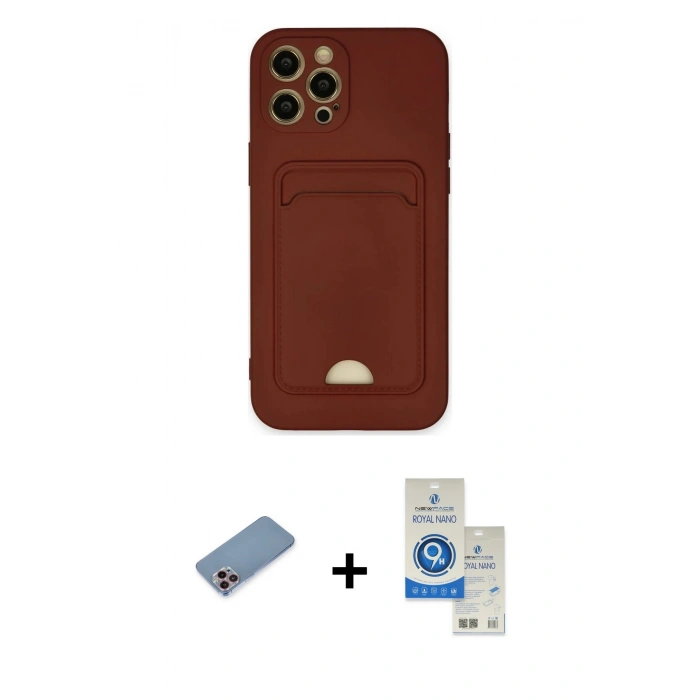MARSİLYAN™- iPhone 12 Pro Max Kılıf Vadi Çizgi Prime - Şeffaf Royal Nano Ekran Koruyucu + Shine Kamera Lens Koruma Cam - PE