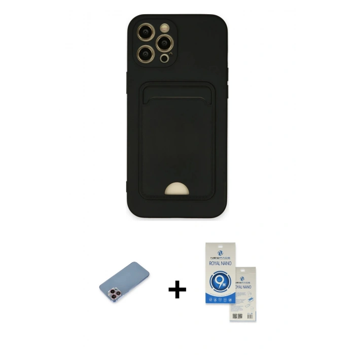 MARSİLYAN™- iPhone 12 Pro Max Kılıf Vadi Çizgi Prime - Şeffaf Royal Nano Ekran Koruyucu + Shine Kamera Lens Koruma Cam - PE