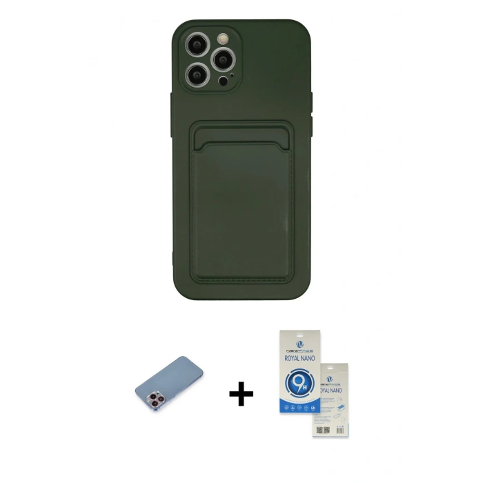 MARSİLYAN™- iPhone 12 Pro Max Kılıf Vadi Çizgi Prime - Şeffaf Royal Nano Ekran Koruyucu + Shine Kamera Lens Koruma Cam - PE