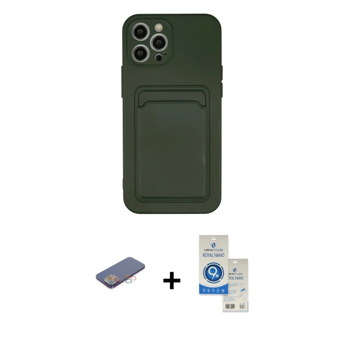 MARSİLYAN™- iPhone 12 Pro Max Kılıf Vadi Çizgi Prime - Şeffaf Royal Nano Ekran Koruyucu + Renkli Kamera Lens Koruma Cam - PE