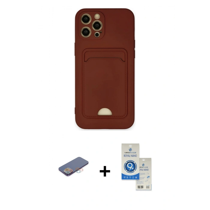 MARSİLYAN™- iPhone 12 Pro Max Kılıf Vadi Çizgi Prime - Şeffaf Royal Nano Ekran Koruyucu + Renkli Kamera Lens Koruma Cam - PE