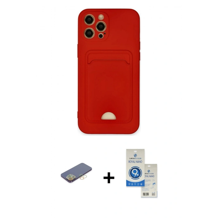 MARSİLYAN™- iPhone 12 Pro Max Kılıf Vadi Çizgi Prime - Şeffaf Royal Nano Ekran Koruyucu + Renkli Kamera Lens Koruma Cam - SI
