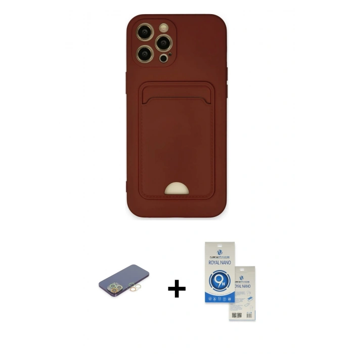 MARSİLYAN™- iPhone 12 Pro Max Kılıf Vadi Çizgi Prime - Şeffaf Royal Nano Ekran Koruyucu + Renkli Kamera Lens Koruma Cam - SI