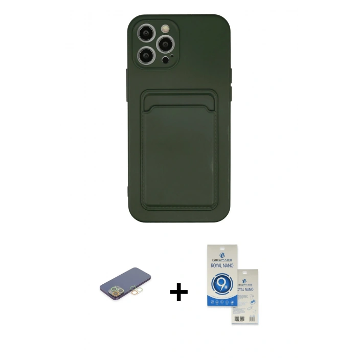 MARSİLYAN™- iPhone 12 Pro Max Kılıf Vadi Çizgi Prime - Şeffaf Royal Nano Ekran Koruyucu + Renkli Kamera Lens Koruma Cam - SI
