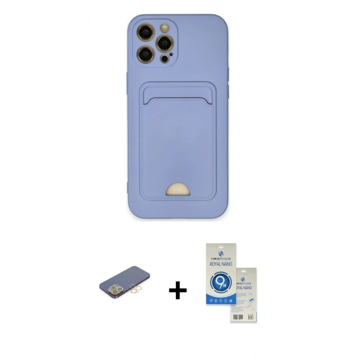 MARSİLYAN™- iPhone 12 Pro Max Kılıf Vadi Çizgi Prime - Şeffaf Royal Nano Ekran Koruyucu + Renkli Kamera Lens Koruma Cam - SI
