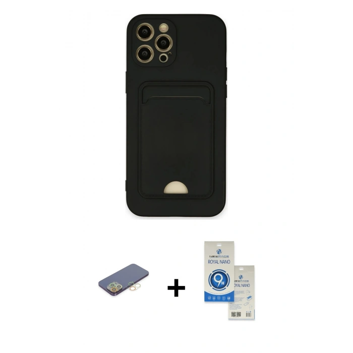 MARSİLYAN™- iPhone 12 Pro Max Kılıf Vadi Çizgi Prime - Şeffaf Royal Nano Ekran Koruyucu + Renkli Kamera Lens Koruma Cam - SI