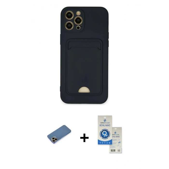 MARSİLYAN™- iPhone 12 Pro Max Kılıf Vadi Çizgi Prime - Şeffaf Royal Nano Ekran Koruyucu + Shine Kamera Lens Koruma Cam - GD