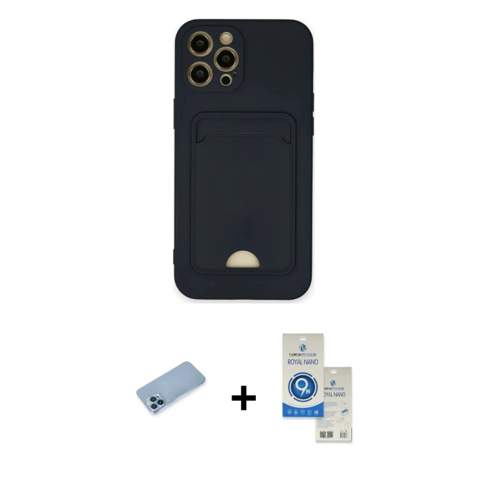 MARSİLYAN™- iPhone 12 Pro Max Kılıf Vadi Çizgi Prime - Şeffaf Royal Nano Ekran Koruyucu + Shine Kamera Lens Koruma Cam - MI