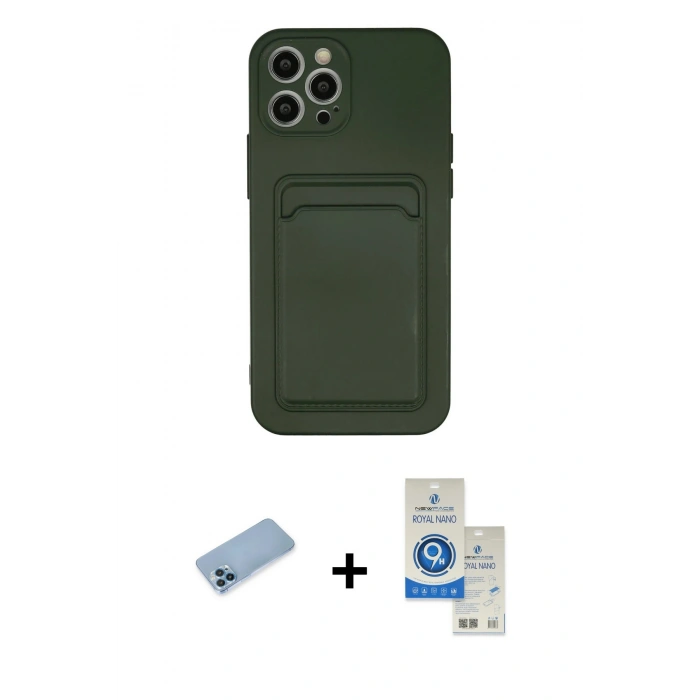 MARSİLYAN™- iPhone 12 Pro Max Kılıf Vadi Çizgi Prime - Şeffaf Royal Nano Ekran Koruyucu + Shine Kamera Lens Koruma Cam - MI