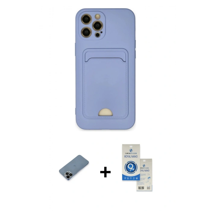 MARSİLYAN™- iPhone 12 Pro Max Kılıf Vadi Çizgi Prime - Şeffaf Royal Nano Ekran Koruyucu + Siyah Shine Kamera Lens Koruma Cam