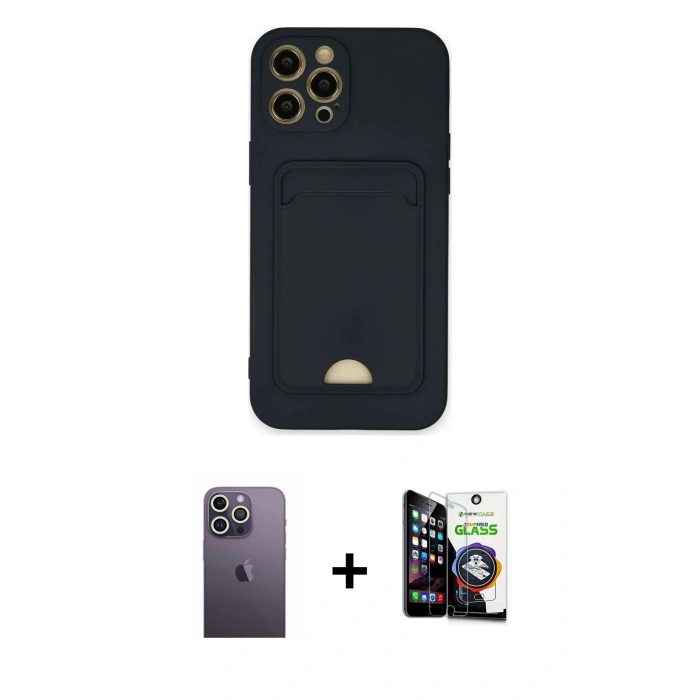 MARSİLYAN™- iPhone 12 Pro Max Kılıf Vadi Çizgi Prime - Şeffaf Temperli Cam Ekran Koruyucu + Beyaz Neon Fosforlu Kamera Lens