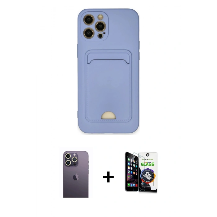 MARSİLYAN™- iPhone 12 Pro Max Kılıf Vadi Çizgi Prime - Şeffaf Temperli Cam Ekran Koruyucu + Beyaz Neon Fosforlu Kamera Lens