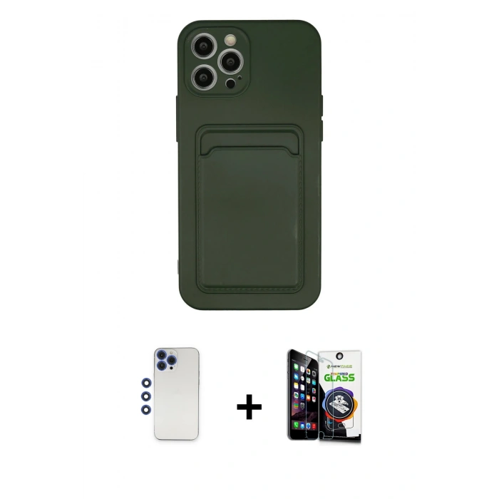 MARSİLYAN™- iPhone 12 Pro Max Kılıf Vadi Çizgi Prime - Şeffaf Temperli Cam Ekran Koruyucu + Shine Kamera Lens - LT