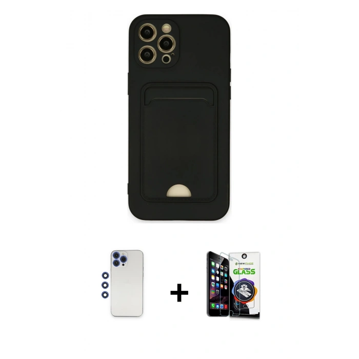 MARSİLYAN™- iPhone 12 Pro Max Kılıf Vadi Çizgi Prime - Şeffaf Temperli Cam Ekran Koruyucu + Shine Kamera Lens - LT