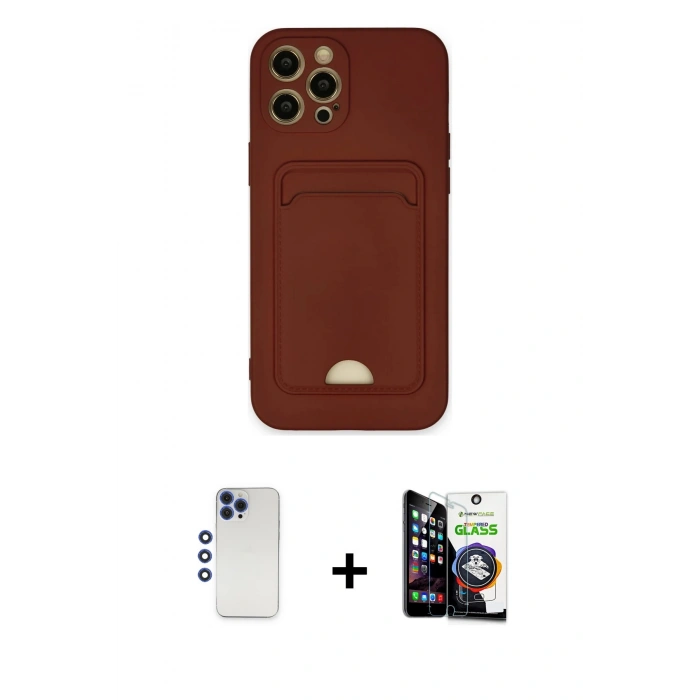 MARSİLYAN™- iPhone 12 Pro Max Kılıf Vadi Çizgi Prime - Şeffaf Temperli Cam Ekran Koruyucu + Shine Kamera Lens - LT