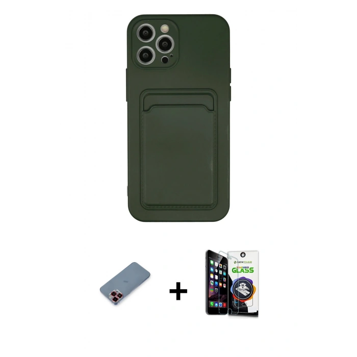 MARSİLYAN™- iPhone 12 Pro Max Kılıf Vadi Çizgi Prime - Şeffaf Temperli Cam Ekran Koruyucu + Metal Kamera Lens Koruma Cam - KI