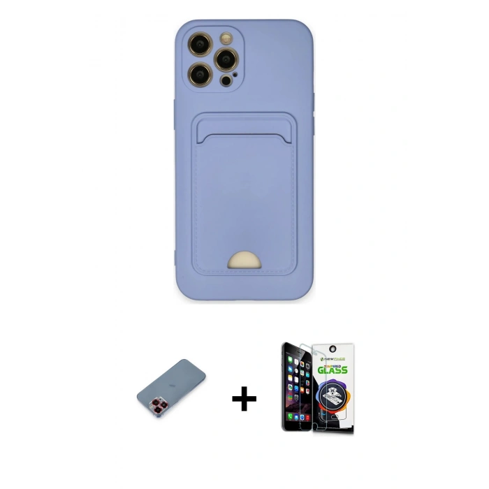MARSİLYAN™- iPhone 12 Pro Max Kılıf Vadi Çizgi Prime - Şeffaf Temperli Cam Ekran Koruyucu + Metal Kamera Lens Koruma Cam - KI
