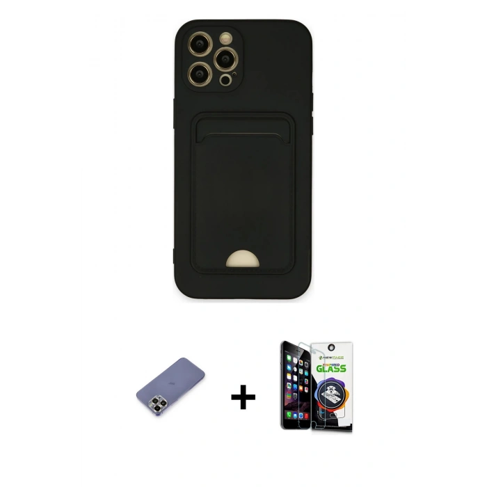 MARSİLYAN™- iPhone 12 Pro Max Kılıf Vadi Çizgi Prime - Şeffaf Temperli Cam Ekran Koruyucu + Metal Kamera Lens Koruma Cam - GD