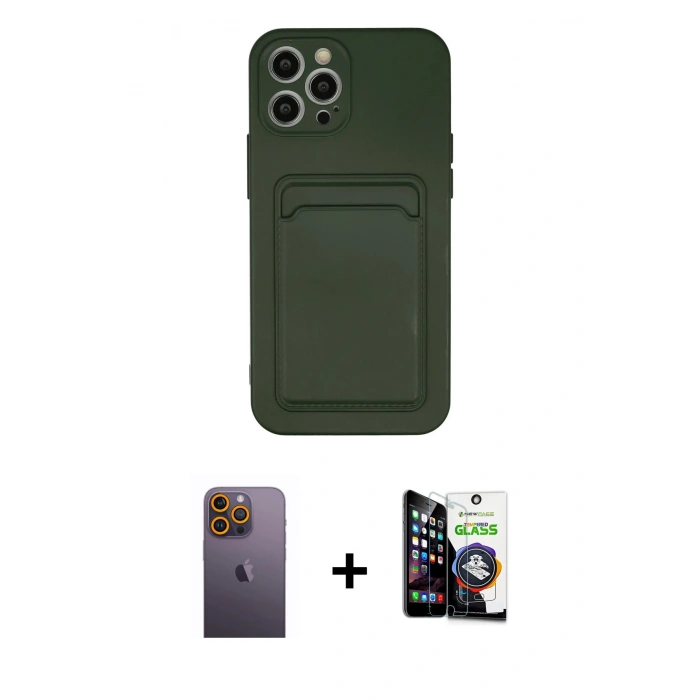 MARSİLYAN™- iPhone 12 Pro Max Kılıf Vadi Çizgi Prime - Şeffaf Temperli Cam Ekran Koruyucu + Neon Fosforlu Kamera Lens - SI