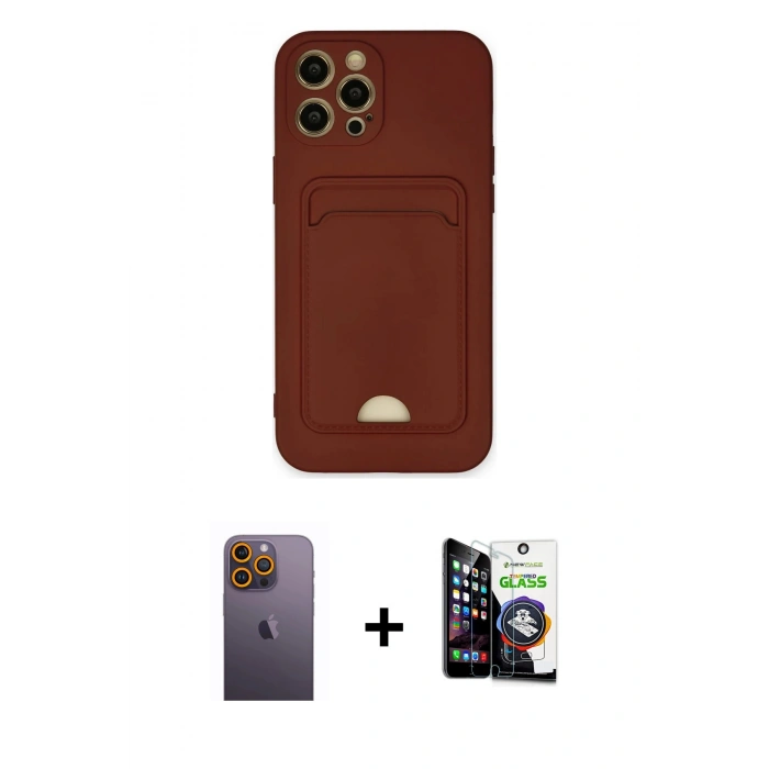 MARSİLYAN™- iPhone 12 Pro Max Kılıf Vadi Çizgi Prime - Şeffaf Temperli Cam Ekran Koruyucu + Neon Fosforlu Kamera Lens - SI