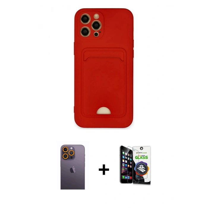 MARSİLYAN™- iPhone 12 Pro Max Kılıf Vadi Çizgi Prime - Şeffaf Temperli Cam Ekran Koruyucu + Neon Fosforlu Kamera Lens - SI