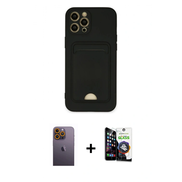 MARSİLYAN™- iPhone 12 Pro Max Kılıf Vadi Çizgi Prime - Şeffaf Temperli Cam Ekran Koruyucu + Neon Fosforlu Kamera Lens - SI