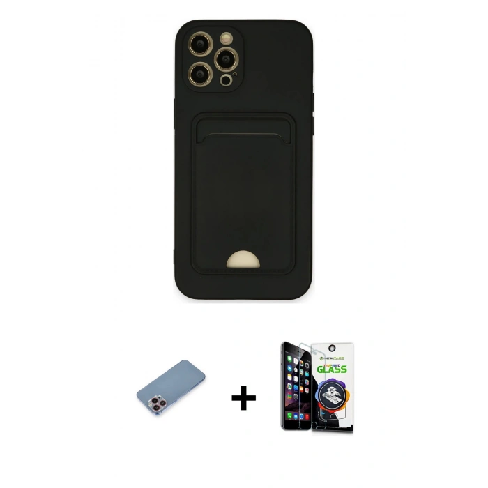 MARSİLYAN™- iPhone 12 Pro Max Kılıf Vadi Çizgi Prime - Şeffaf Temperli Cam Ekran Koruyucu + Shine Kamera Lens Koruma Cam - PE