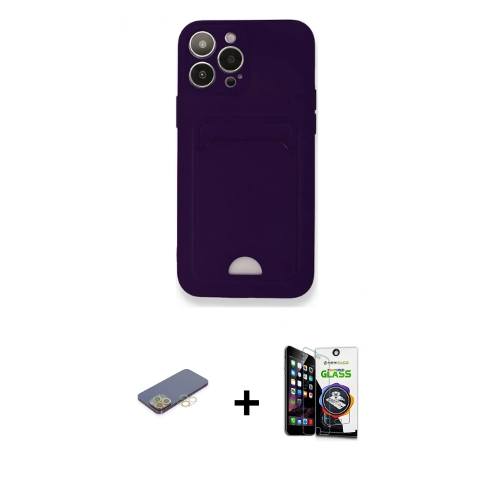 MARSİLYAN™- iPhone 12 Pro Max Kılıf Vadi Çizgi Prime - Şeffaf Temperli Cam Ekran Koruyucu + Renkli Kamera Lens Koruma Cam - SI