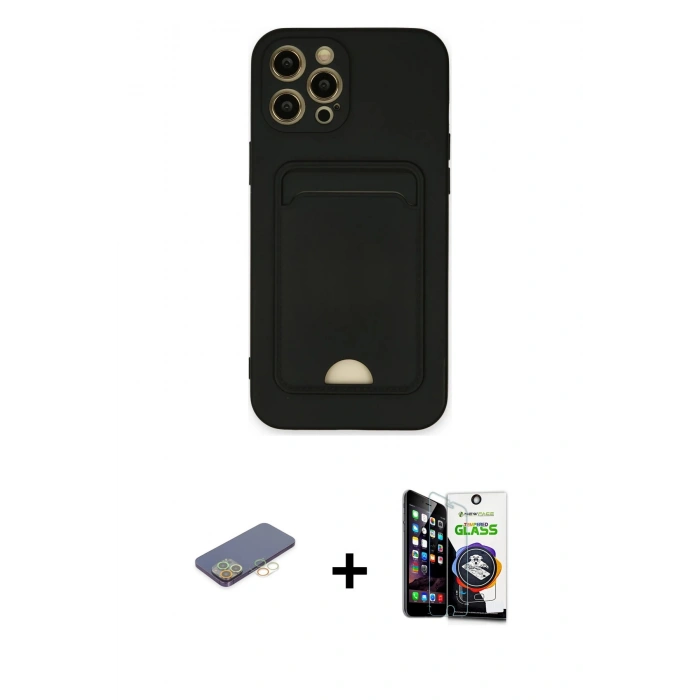 MARSİLYAN™- iPhone 12 Pro Max Kılıf Vadi Çizgi Prime - Şeffaf Temperli Cam Ekran Koruyucu + Renkli Kamera Lens Koruma Cam - SI